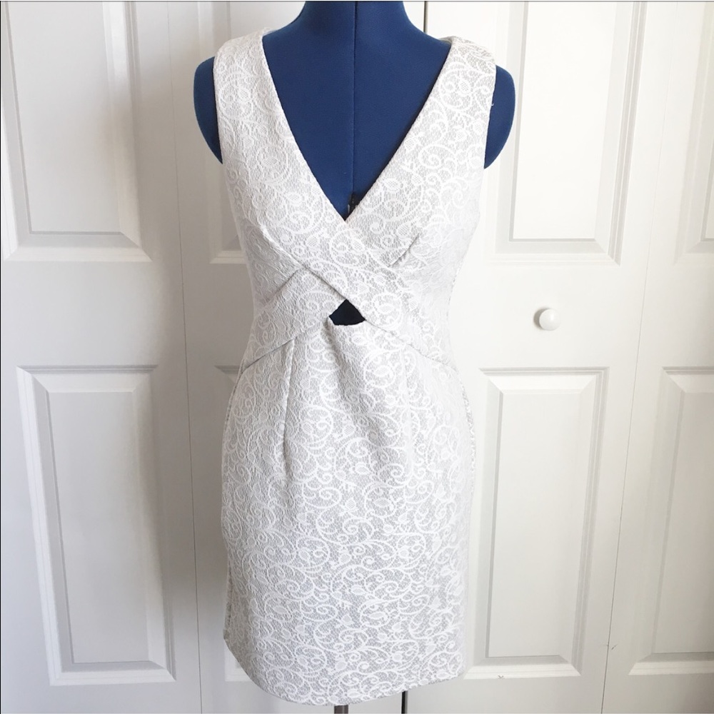 Krisa White V-Neck Stretch Dress